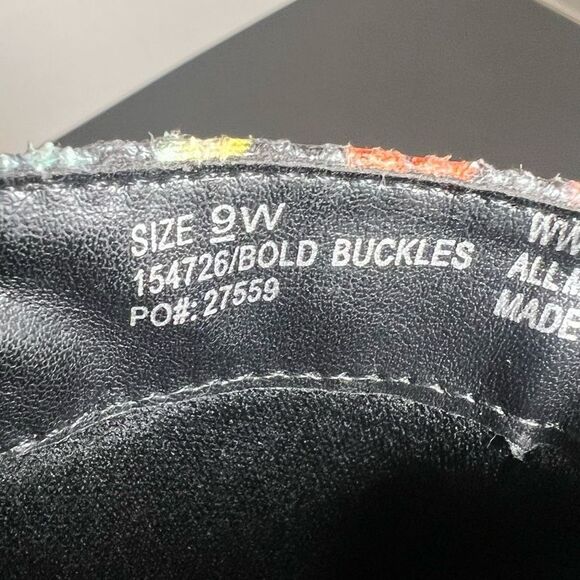 Womens HOT TOMATO Bold Buckles Snake Print Side Zip Open Toe Heels / Size 9 - Picture 8 of 8